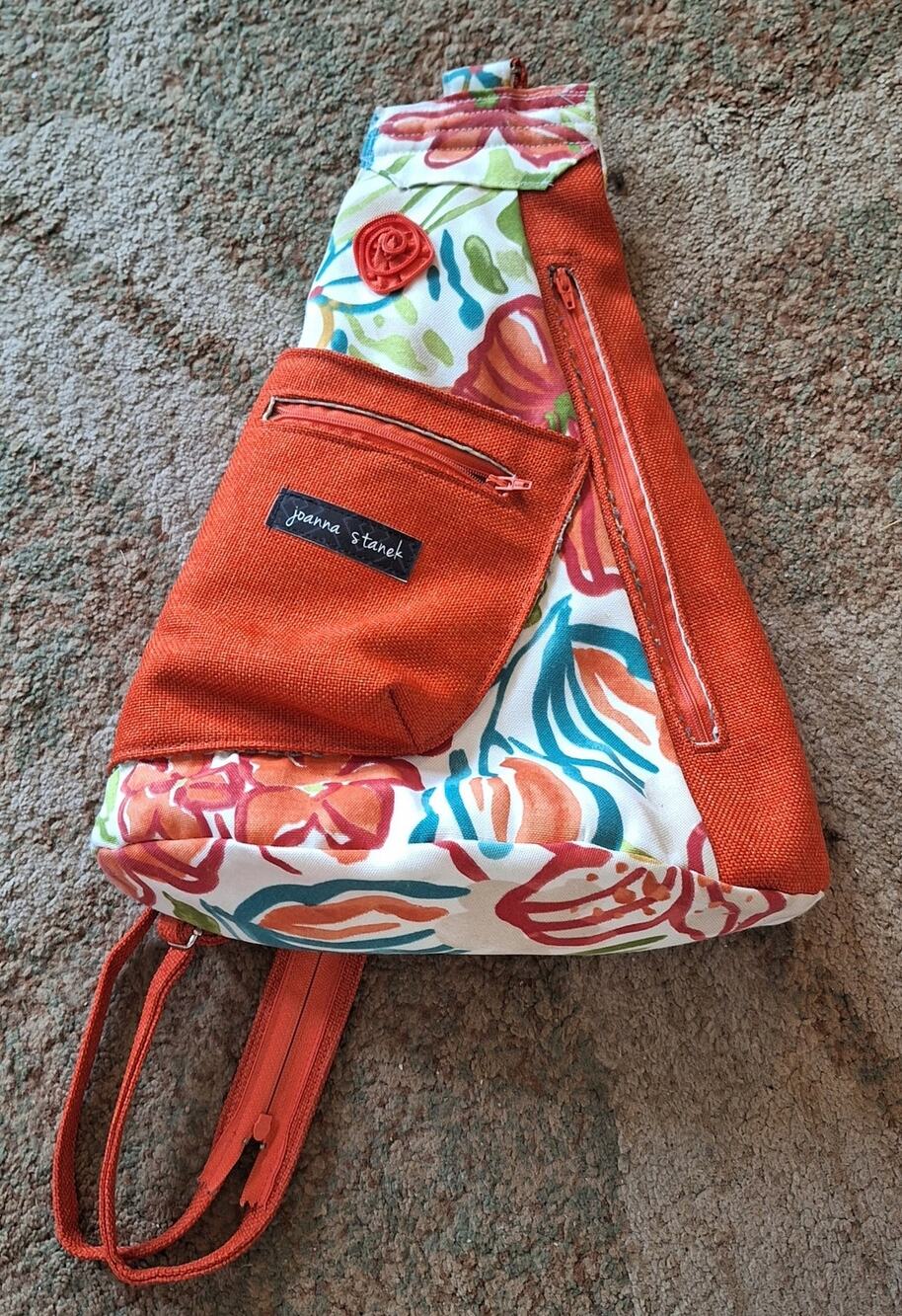 Joanna Stanek Tropical Floral Mutli-Pocket Convertible Sling Backpack Bag